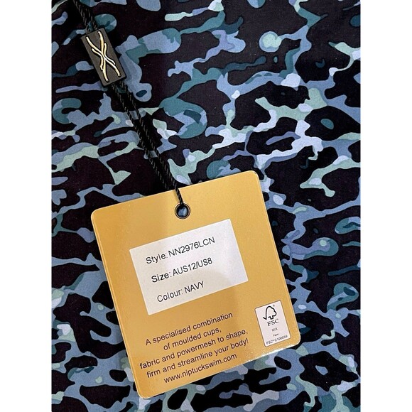 NEW Women's NIP TUCK Navy Leopard Multi-Fit Cup Ruched One Piece Swimsuit Size 8 - Picture 12 of 14